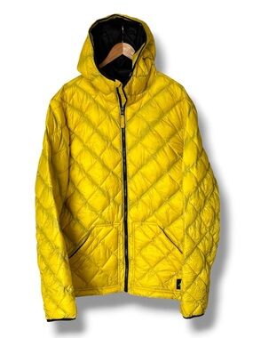Oakley Diamond Quilted Hooded Puffer Jacket Yellow XXL Gorpcore